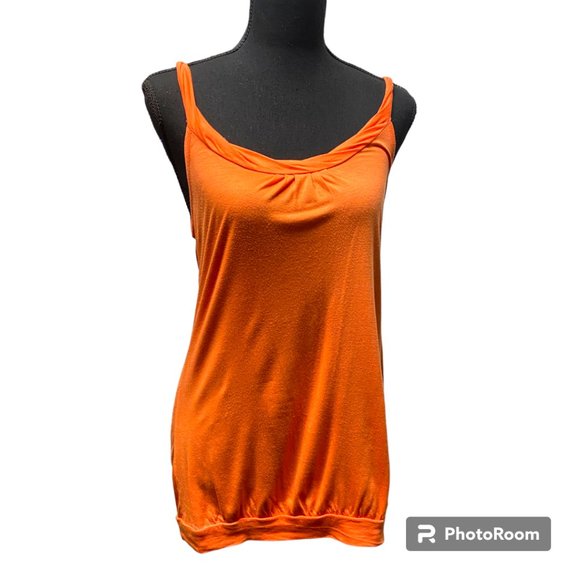 INC Petite Vintage Orange braided Rutched Y2K tank top sz P/S - Picture 1 of 8